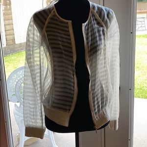Sheer white bomber jacket . Size XS